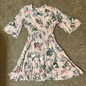 Floral Print Dress with Smocked Waist
